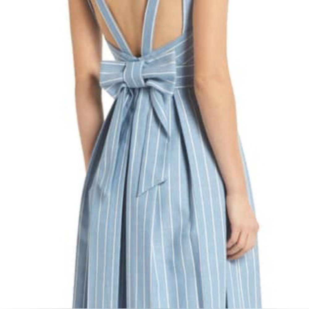 Girl Meets Glam Blue White Stripe Bow Dress - Picture 3 of 8